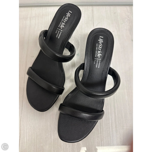 Sandals Heels Kitten By Life Stride In Black, Size: 6.5