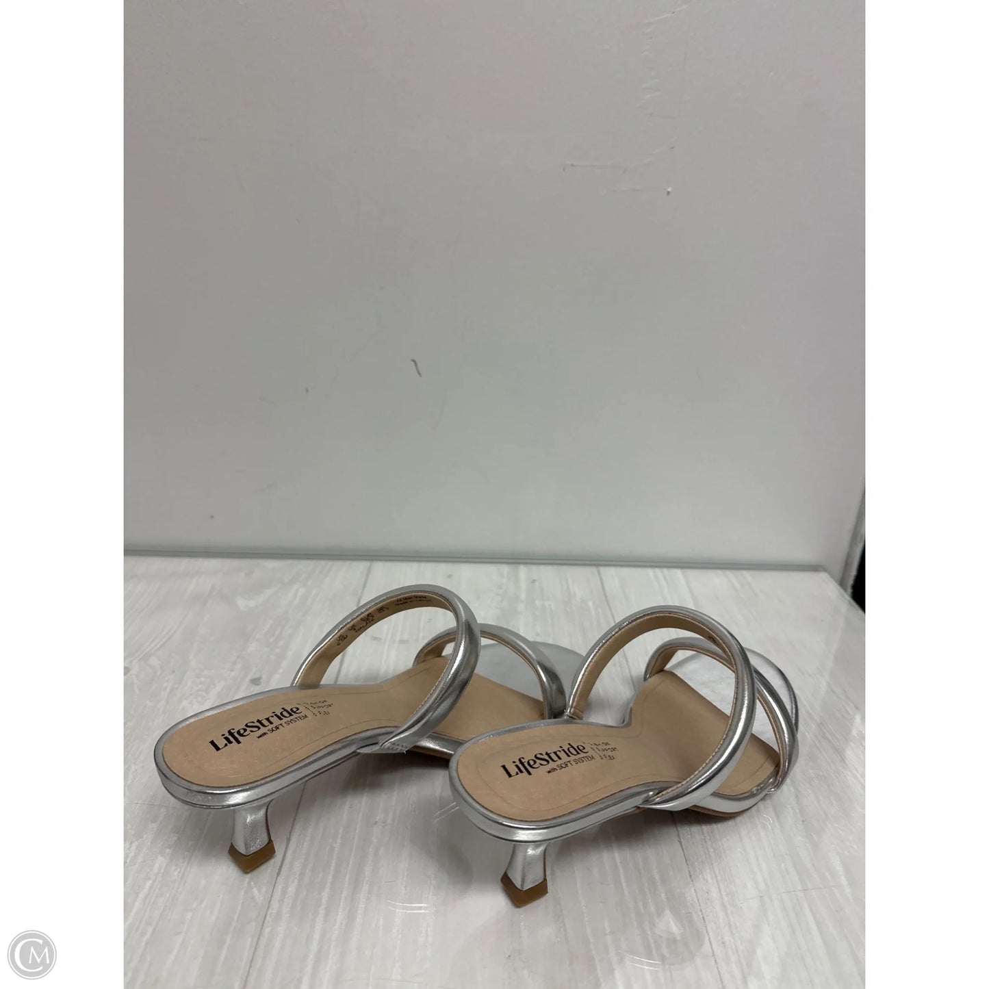 Sandals Heels Stiletto By Life Stride In Silver, Size: 6.5