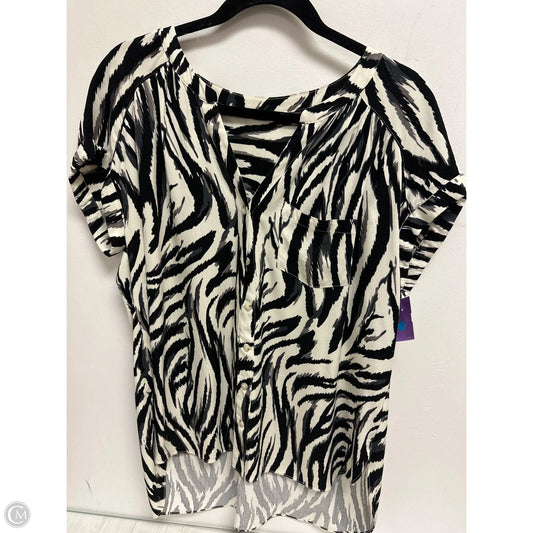 Blouse Short Sleeve By Clothes Mentor In Black & Cream, Size: L
