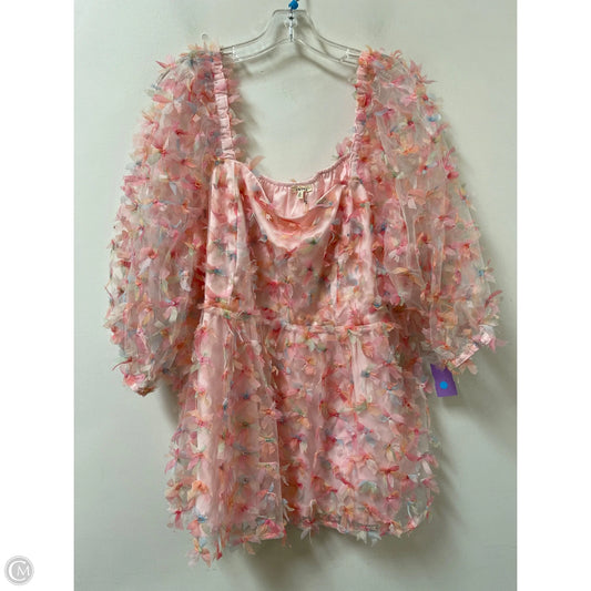 Top Short Sleeve By Jodifl In Pink, Size: 1x