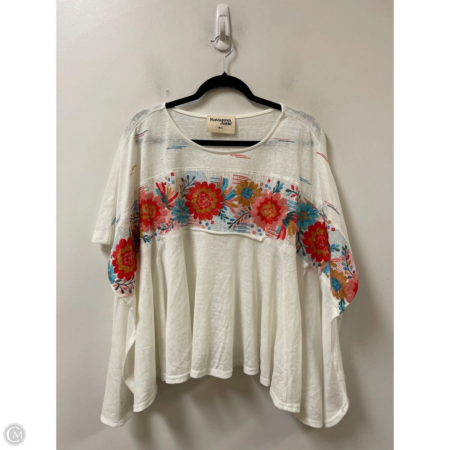 Top Short Sleeve By Savanna Jane In White, Size: M