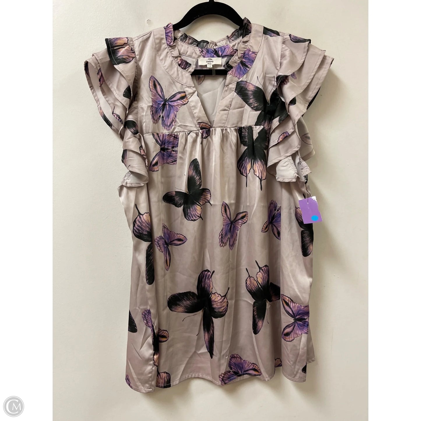 Top Short Sleeve By Entro In Purple, Size: 1x