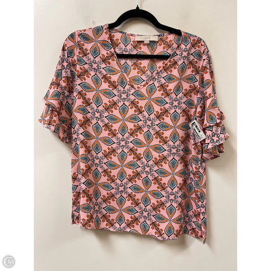 Top Short Sleeve By Loft In Orange & Pink, Size: Xs