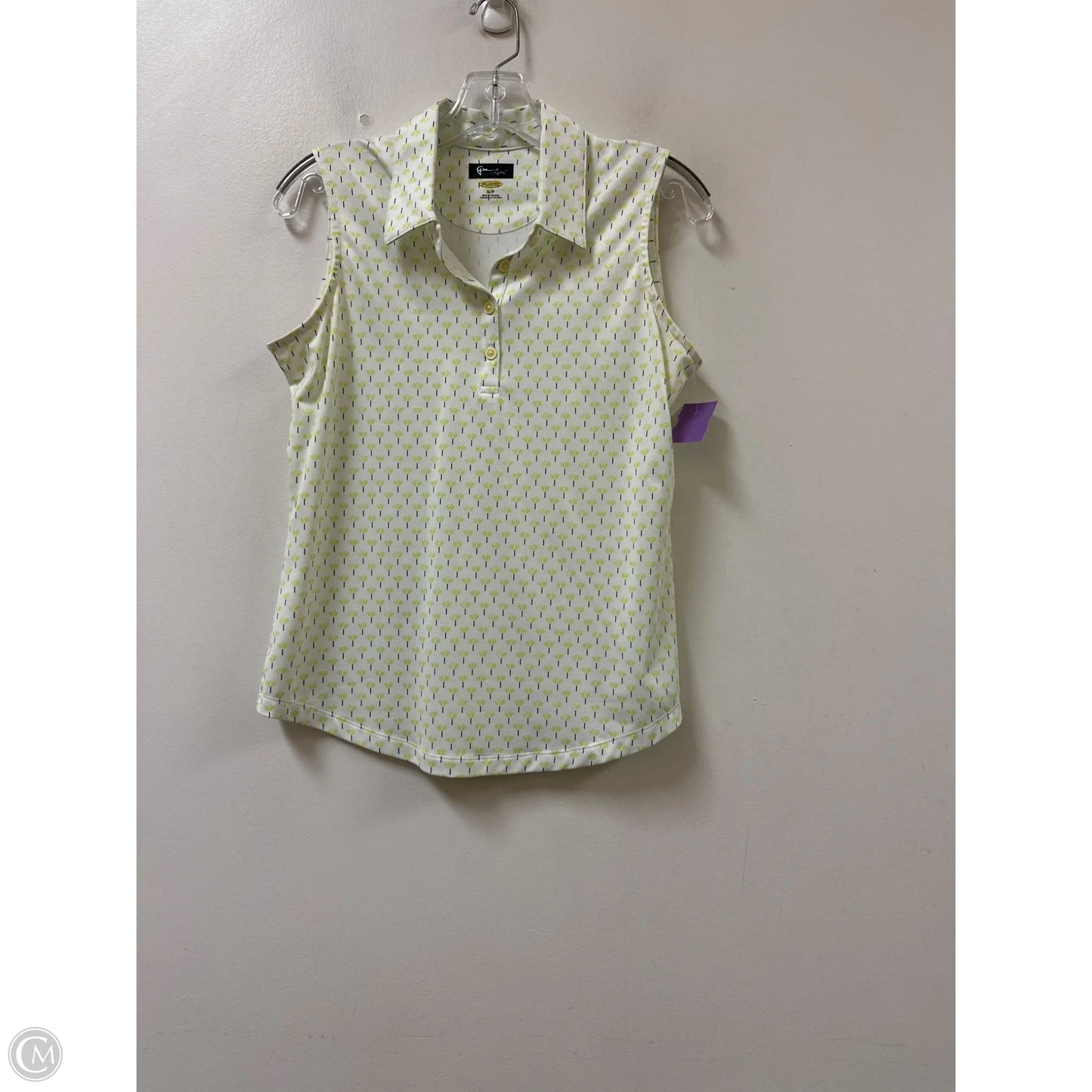 Athletic Top Short Sleeve By Greg Norman In Green & White, Size: S