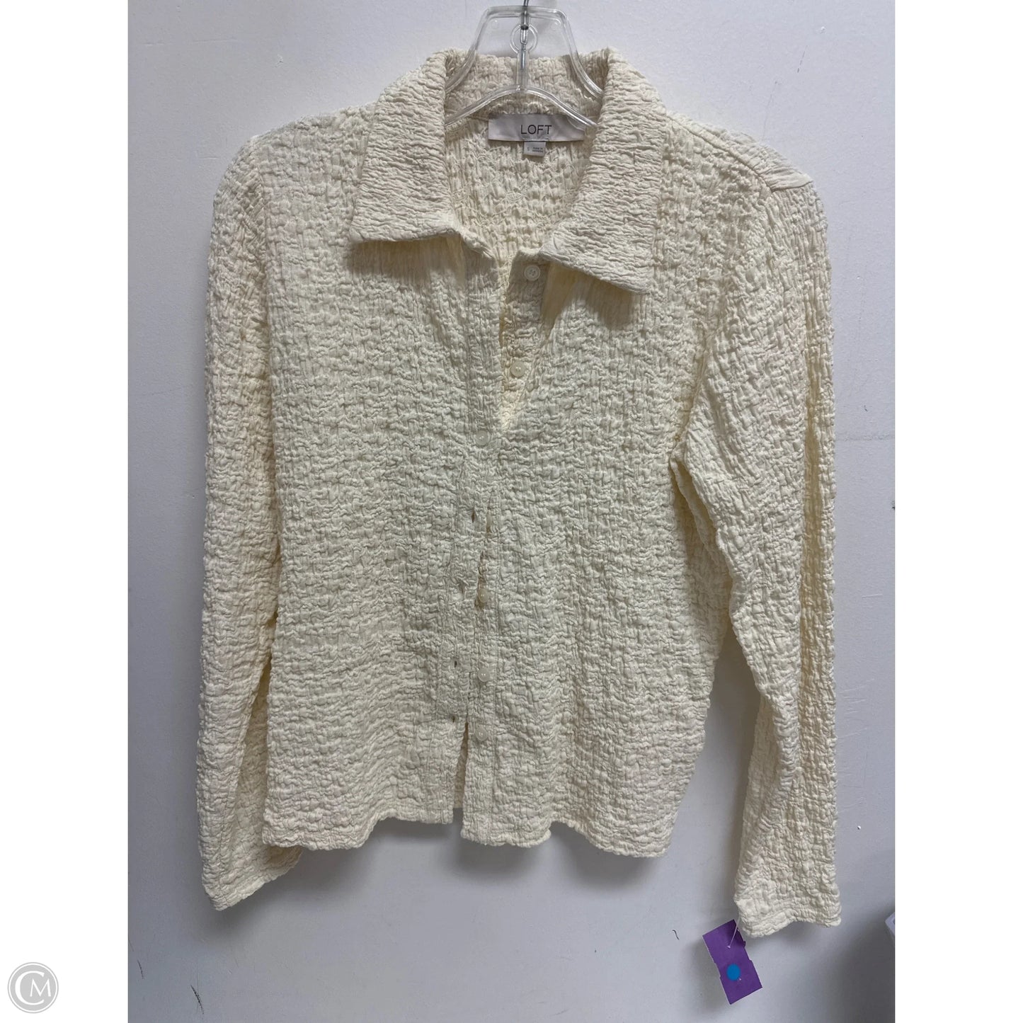 Blouse Long Sleeve By Loft In Cream, Size: S
