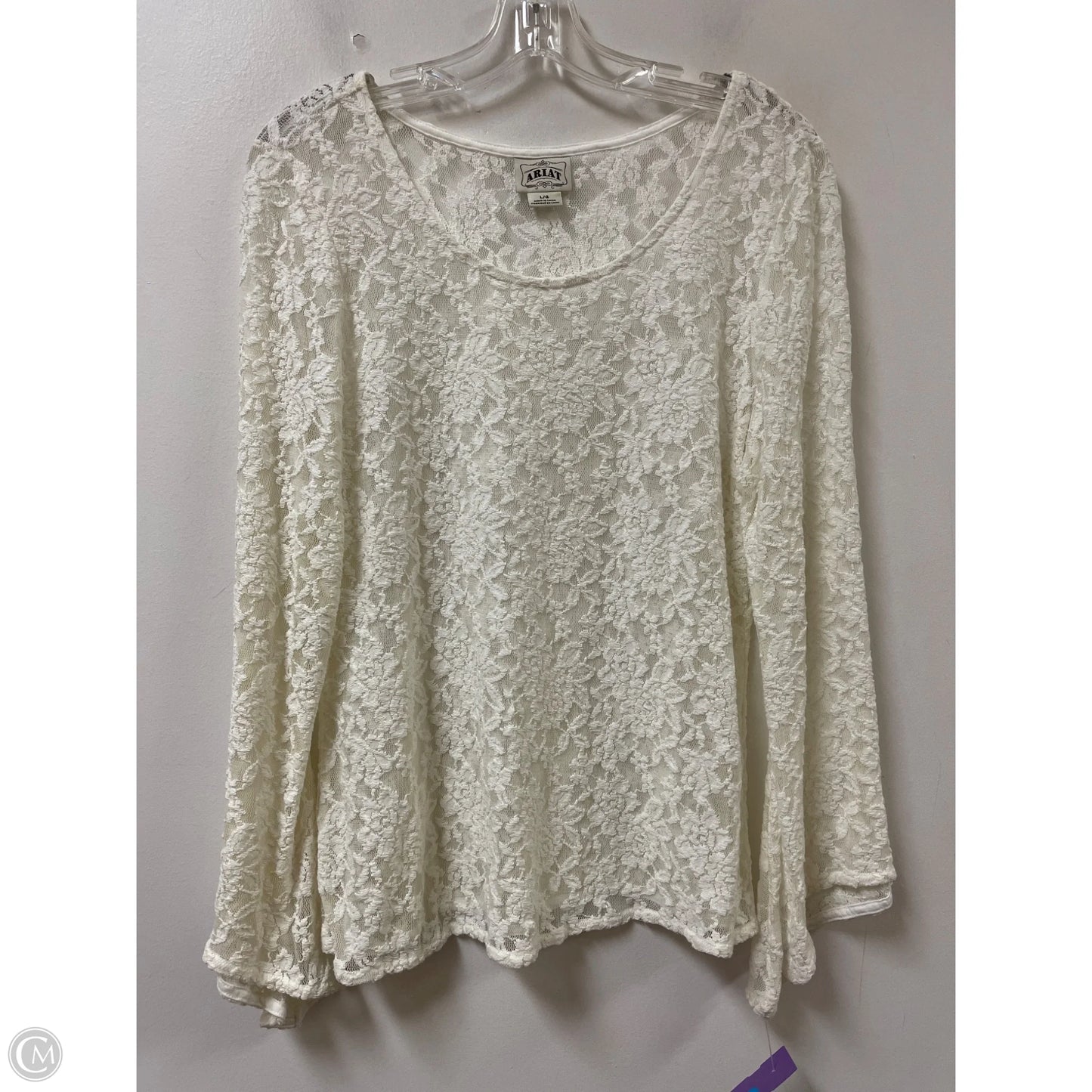 Top Long Sleeve By Ariat In Cream, Size: L