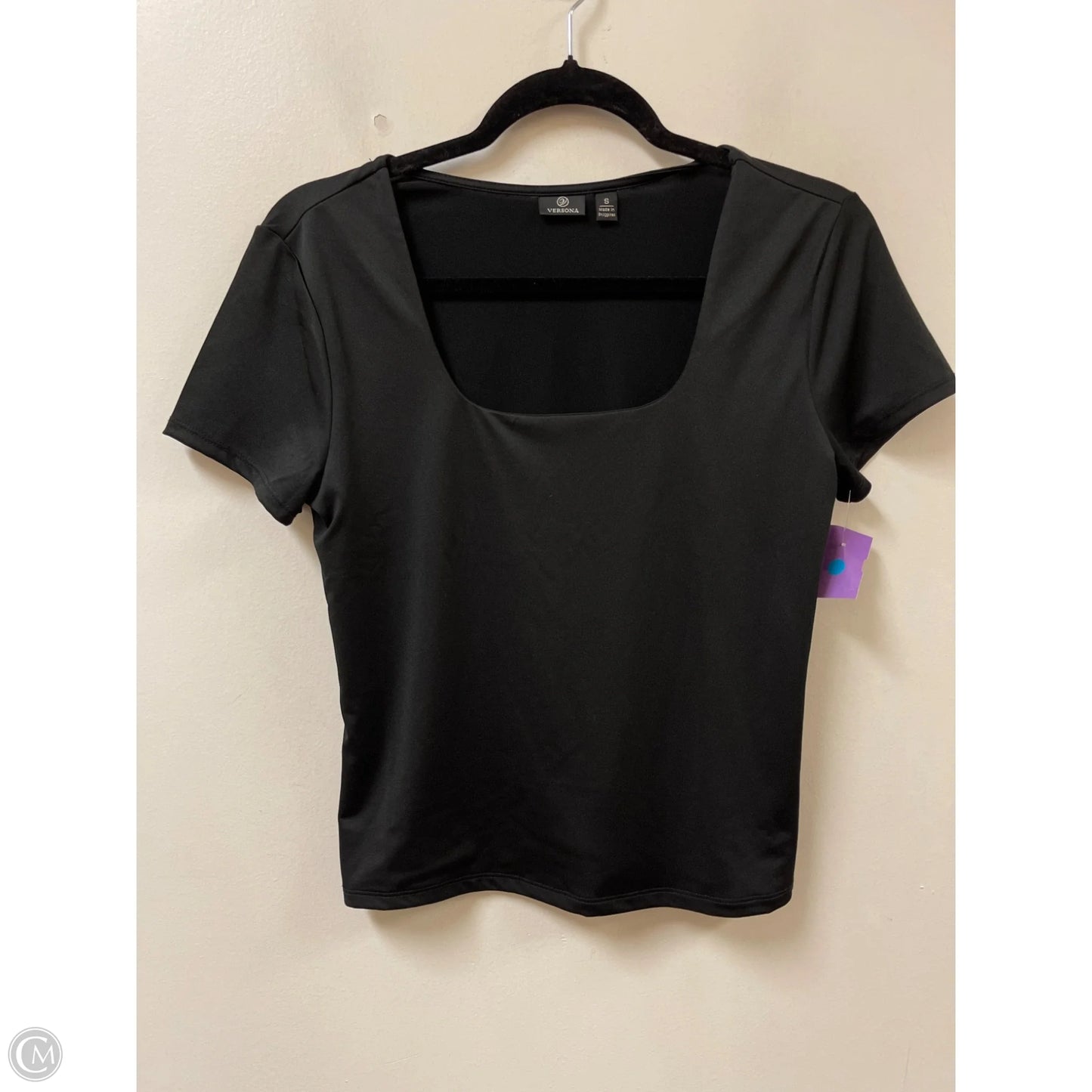 Top Short Sleeve By Versona In Black, Size: S
