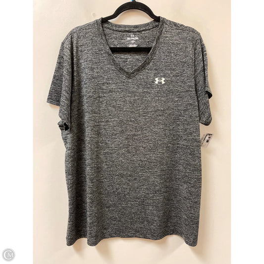 Athletic Top Short Sleeve By Under Armour In Grey, Size: 2x