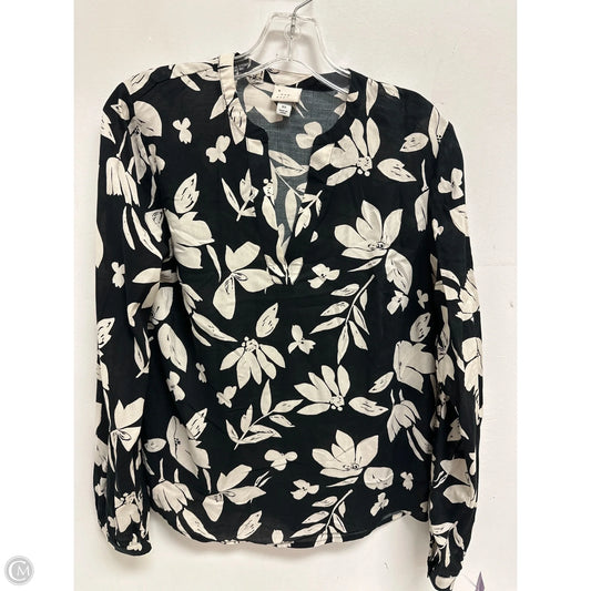 Top Long Sleeve By A New Day In Black & Cream, Size: Xs