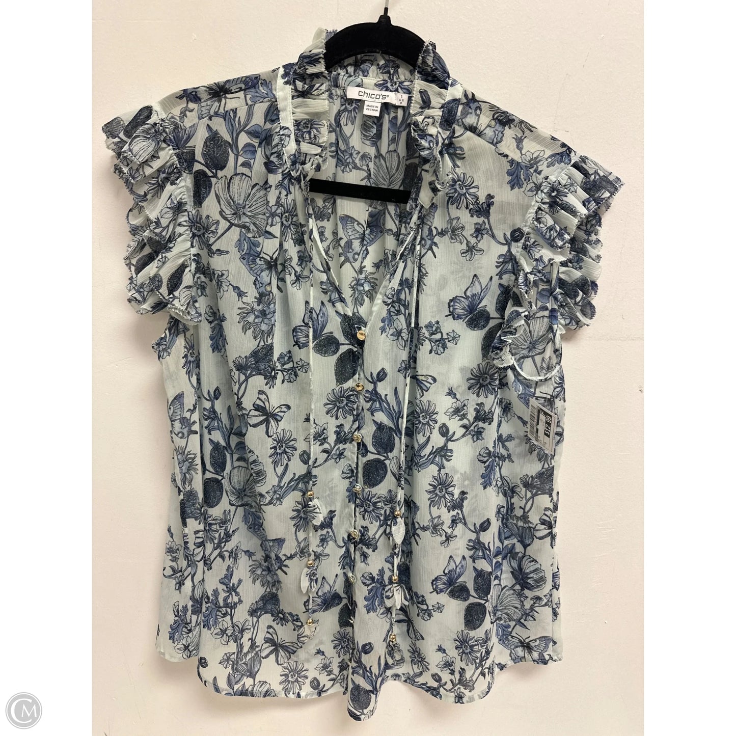 Top Short Sleeve By Chicos In Blue, Size: M