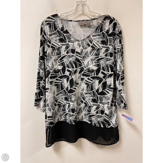 Top Long Sleeve By Chicos In Black & White, Size: L