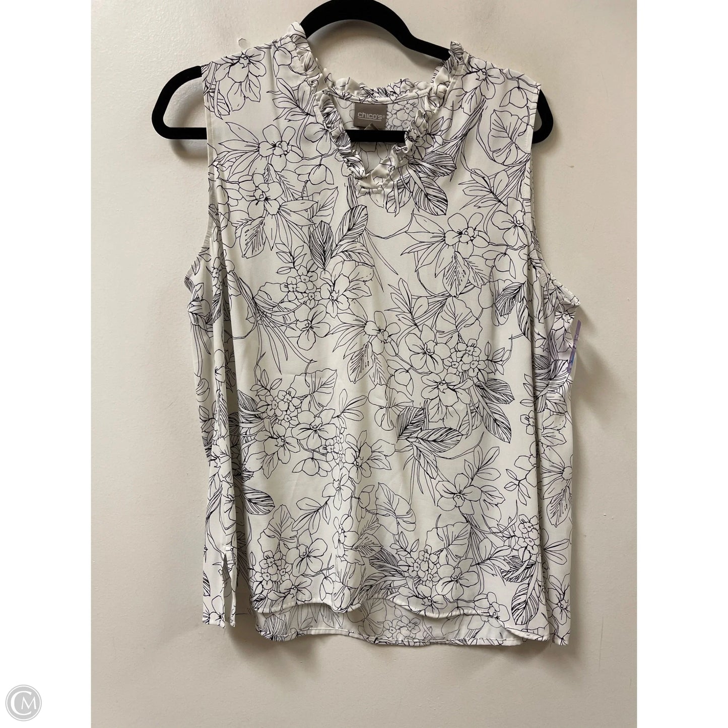Top Sleeveless By Chicos In Black & White, Size: L