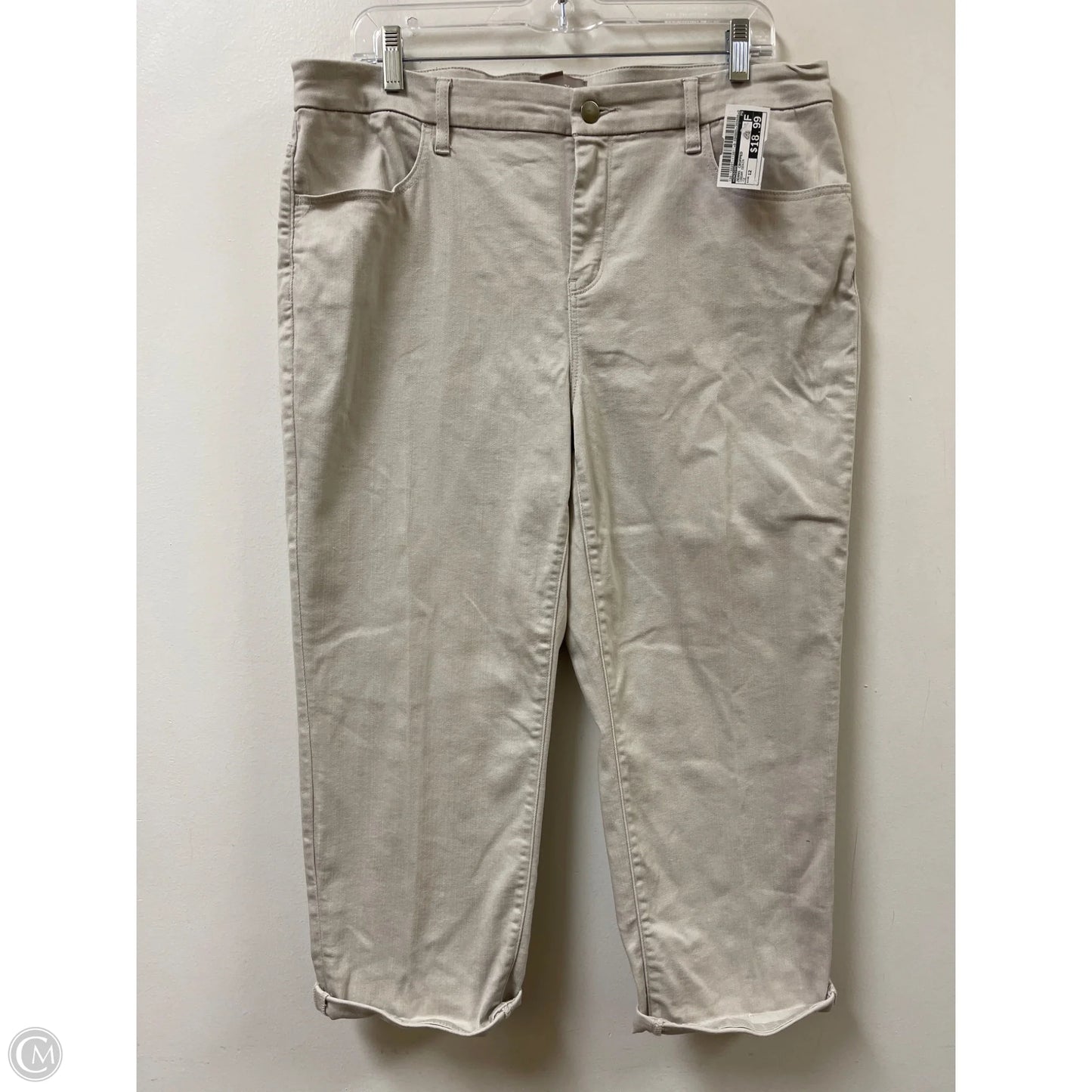 Jeans Cropped By Chicos In Cream Denim, Size: 12