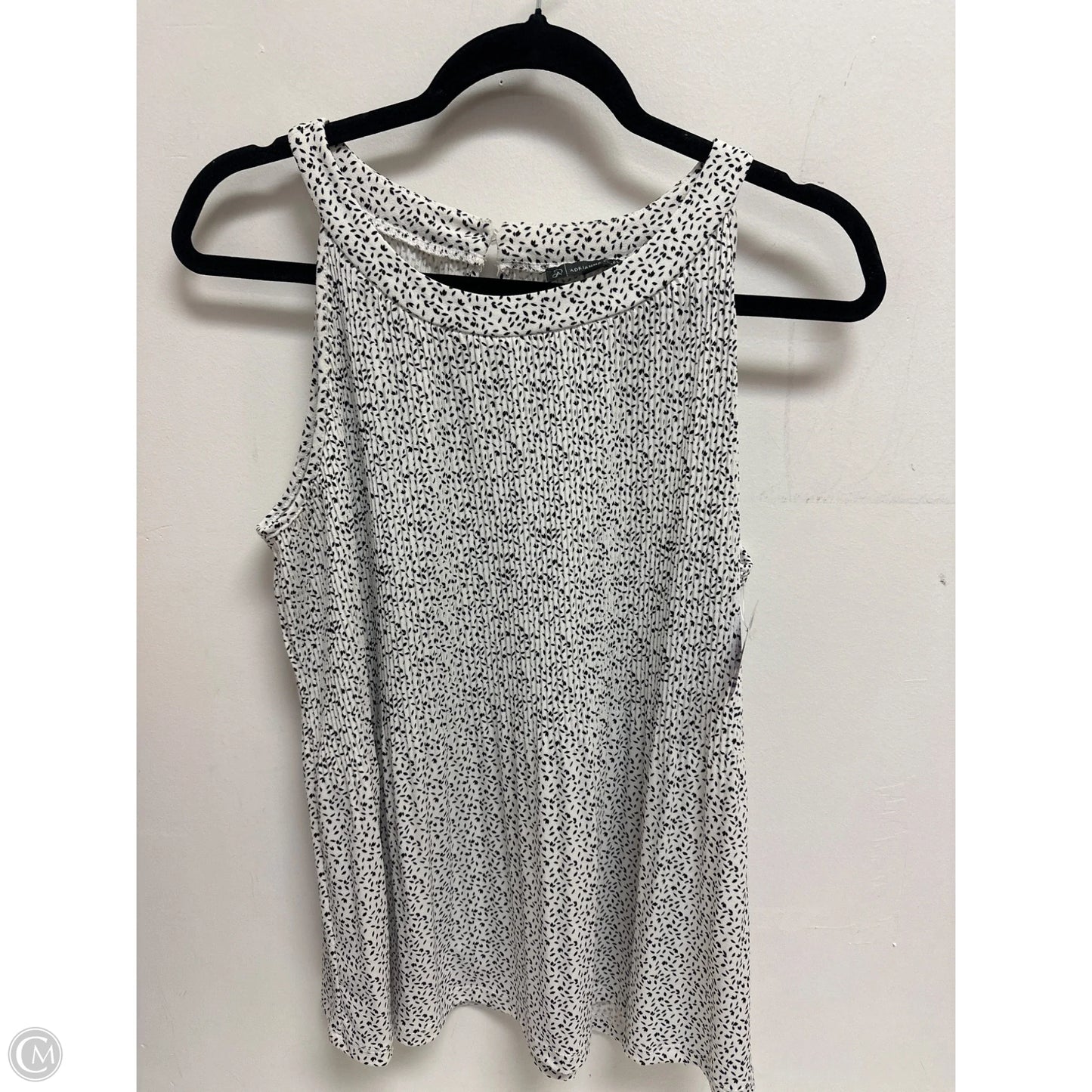 Top Sleeveless By Adrianna Papell In Black & White, Size: L