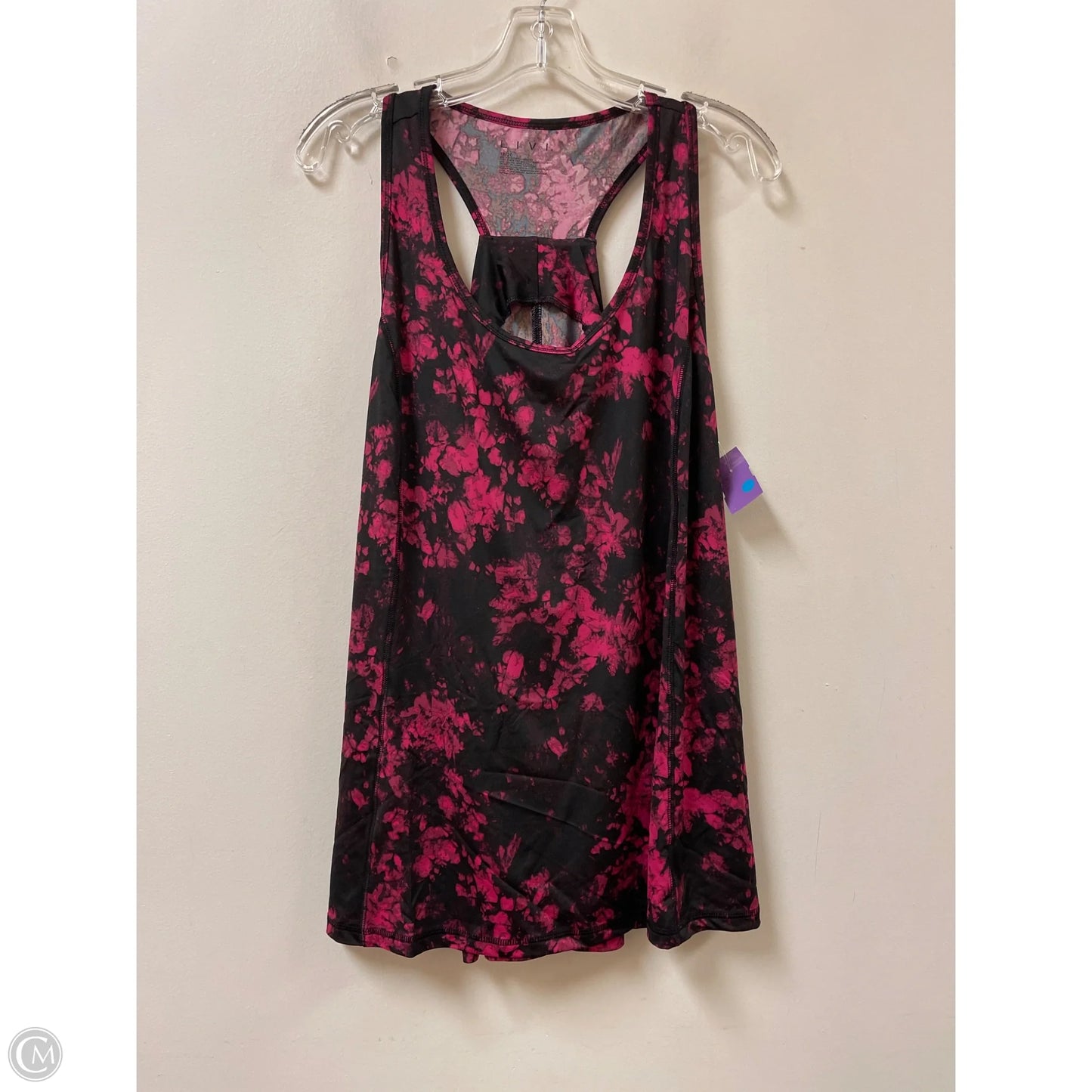 Athletic Tank Top By Livi Active In Black & Pink, Size: 1x