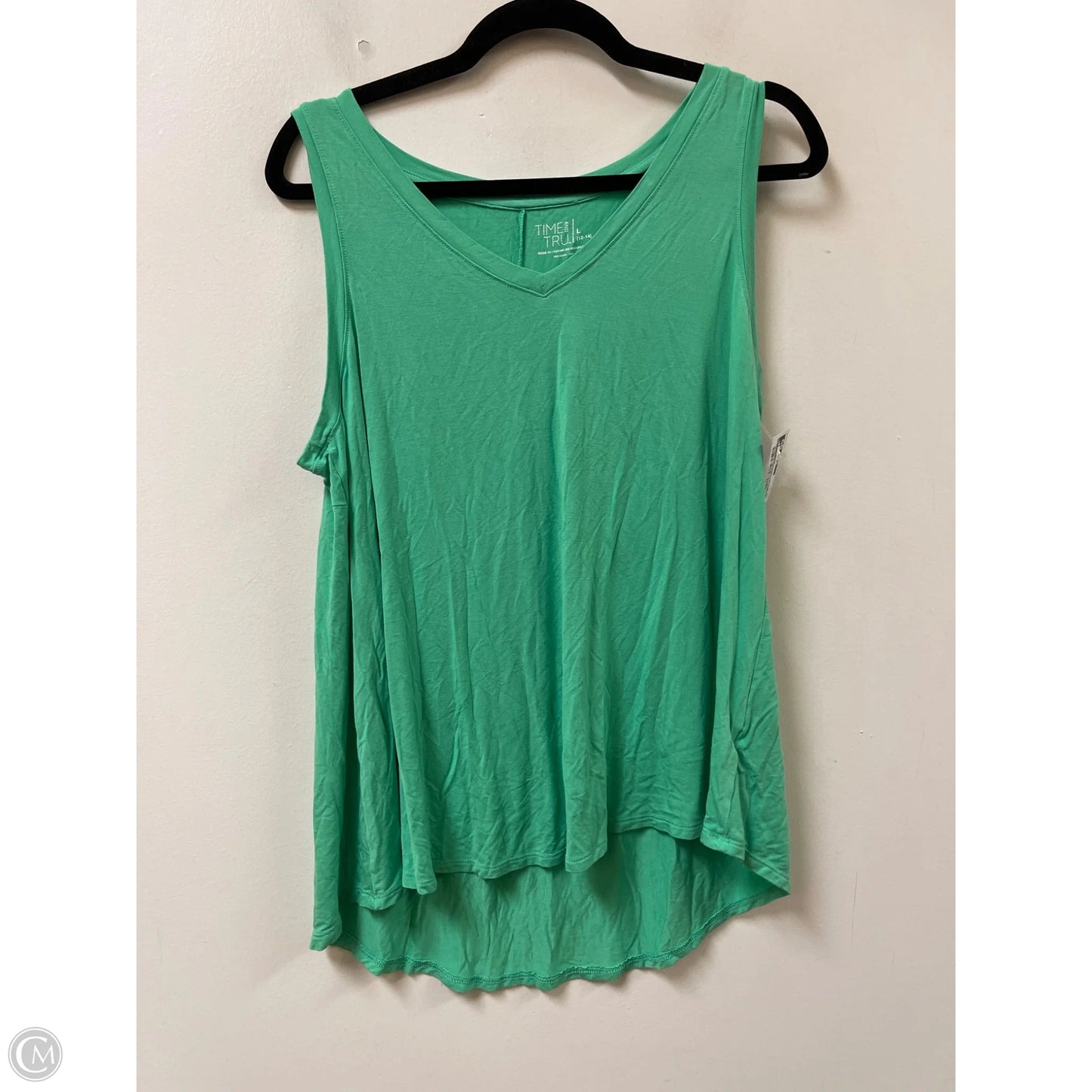 Top Sleeveless By Time And Tru In Green, Size: L