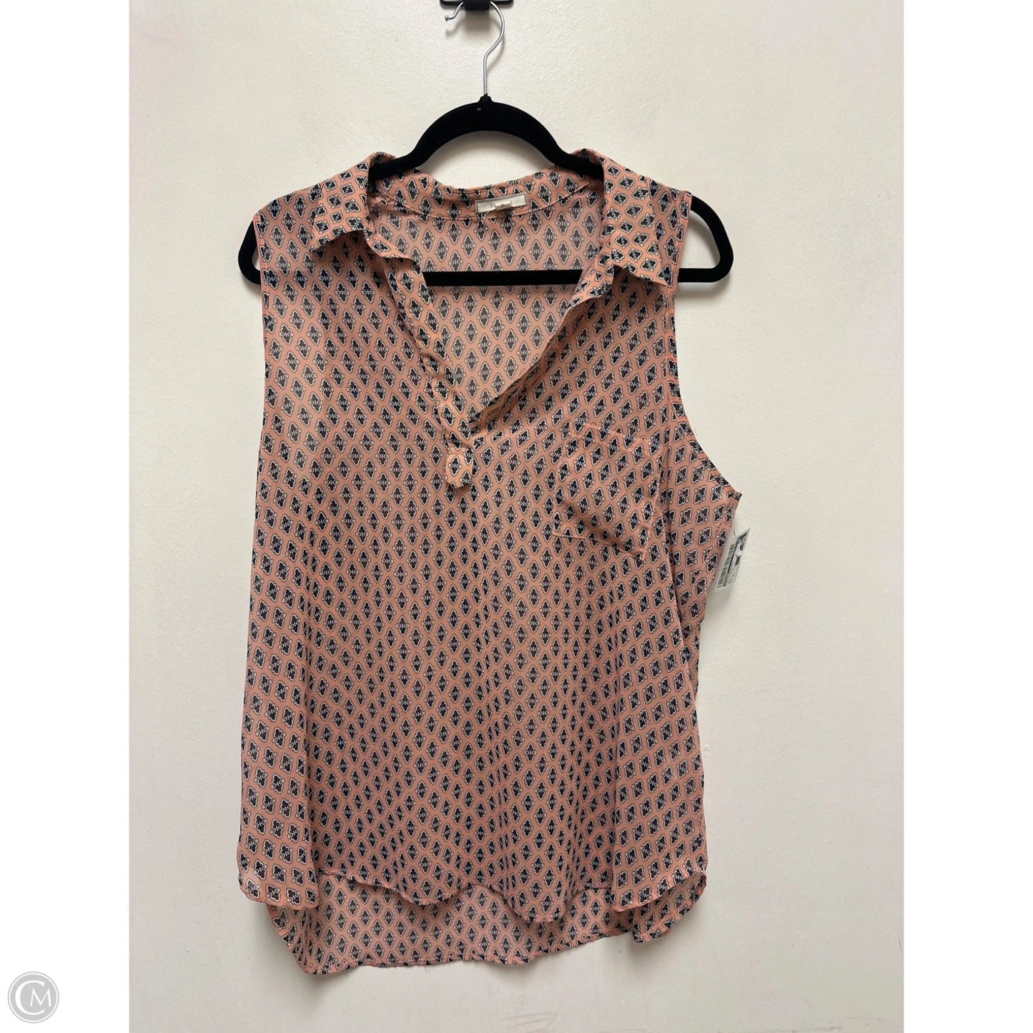 Top Sleeveless By Pleione In Blue & Pink, Size: Xl