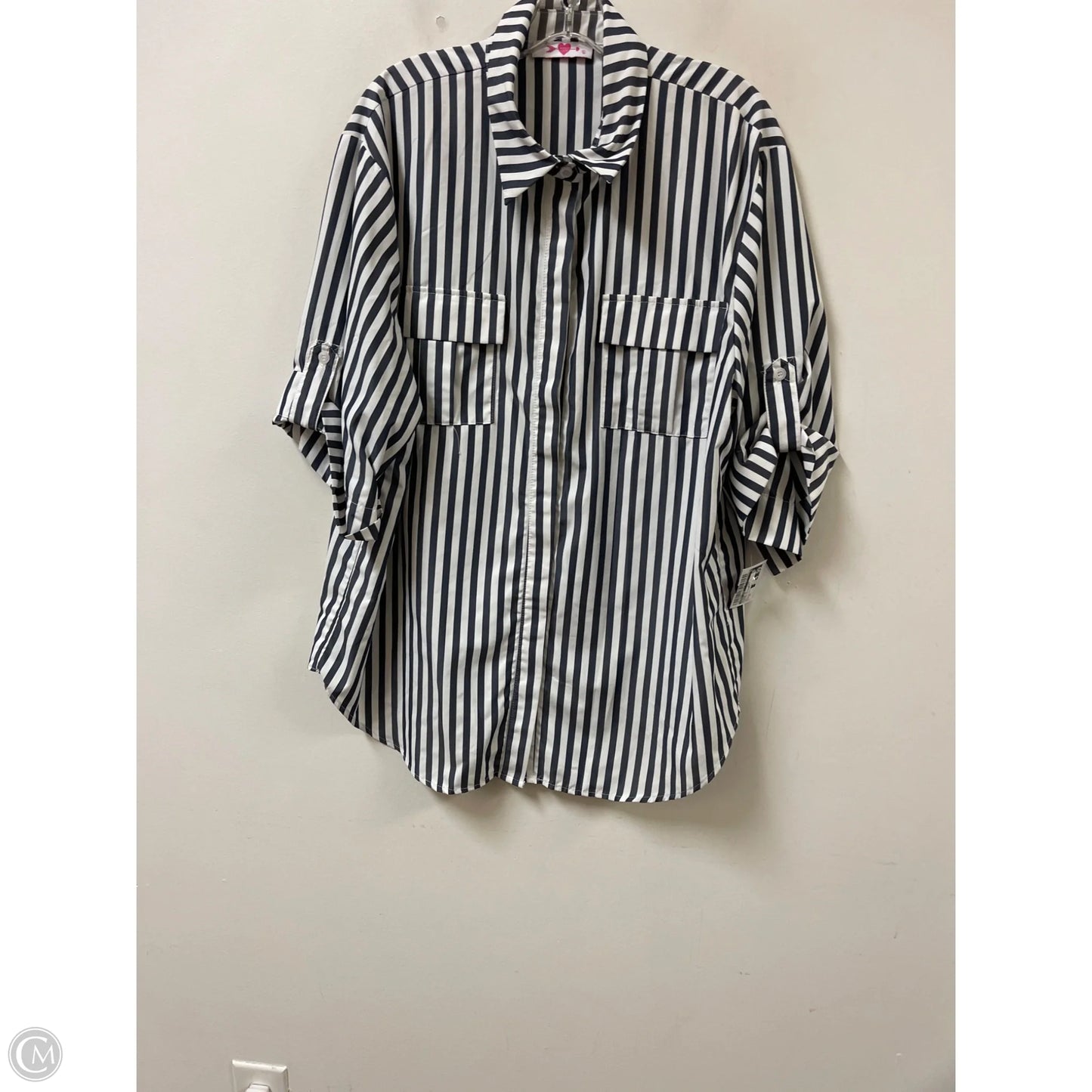 Blouse Short Sleeve By Buddy Love In Striped Pattern, Size: Xl