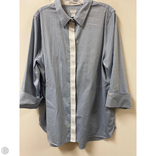 Blouse Long Sleeve By Chicos In Blue, Size: Xl