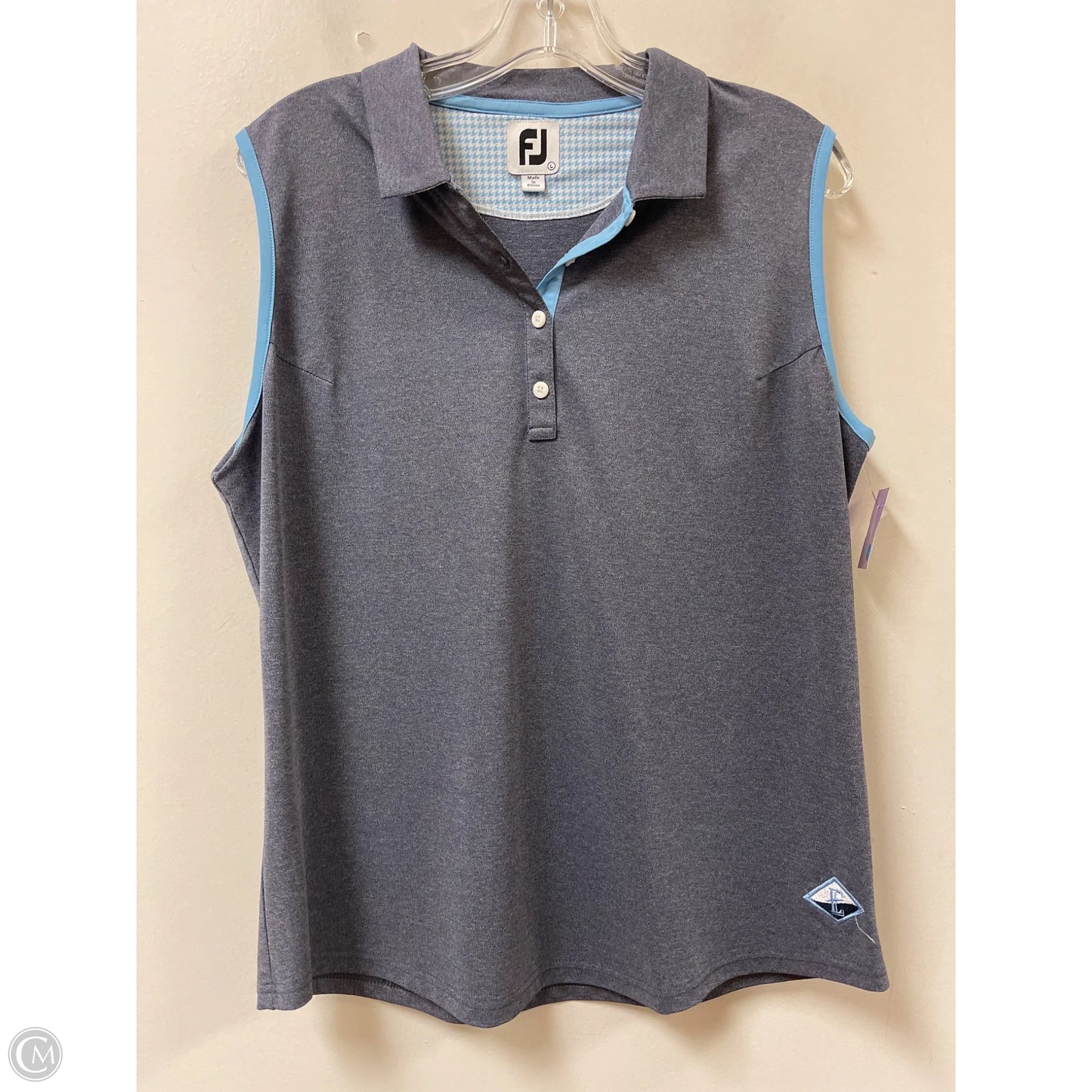 Athletic Top Short Sleeve By Clothes Mentor In Blue & Grey, Size: L