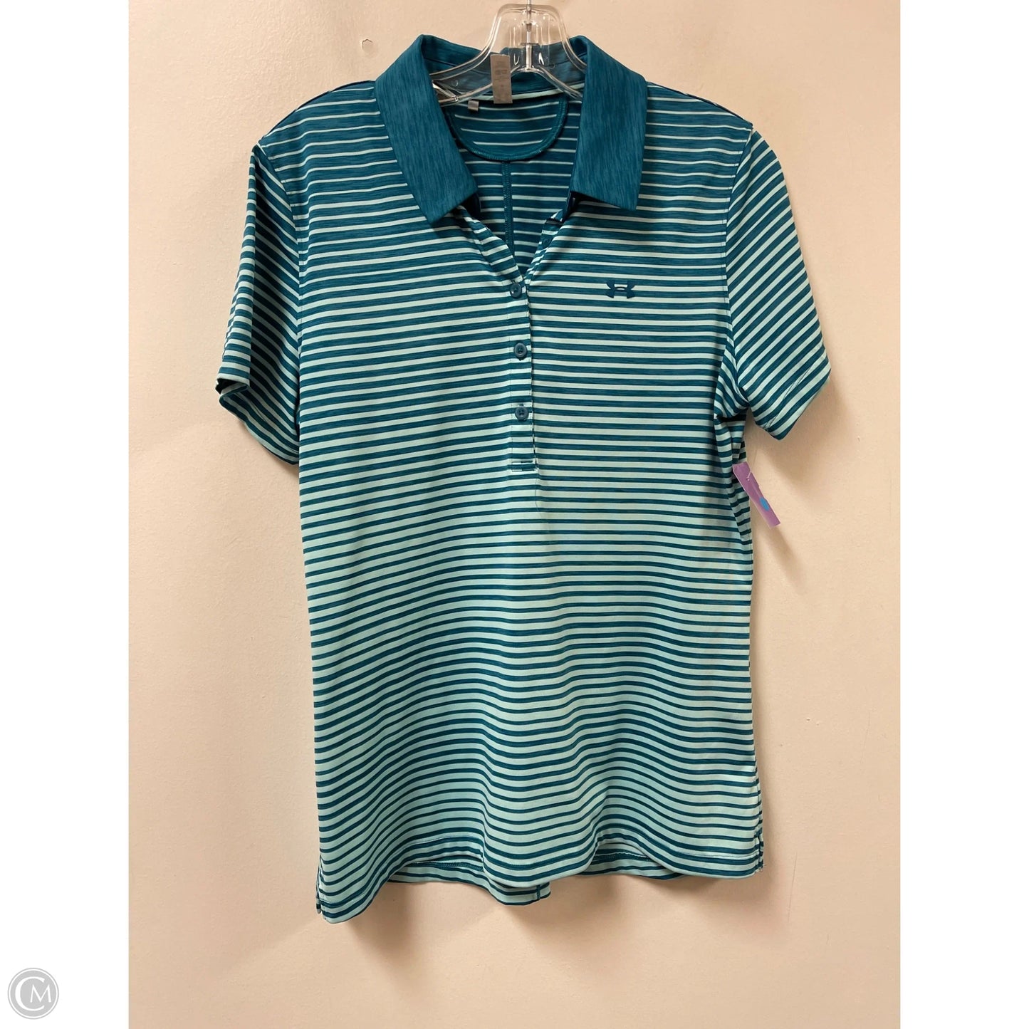 Athletic Top Short Sleeve By Under Armour In Striped Pattern, Size: L