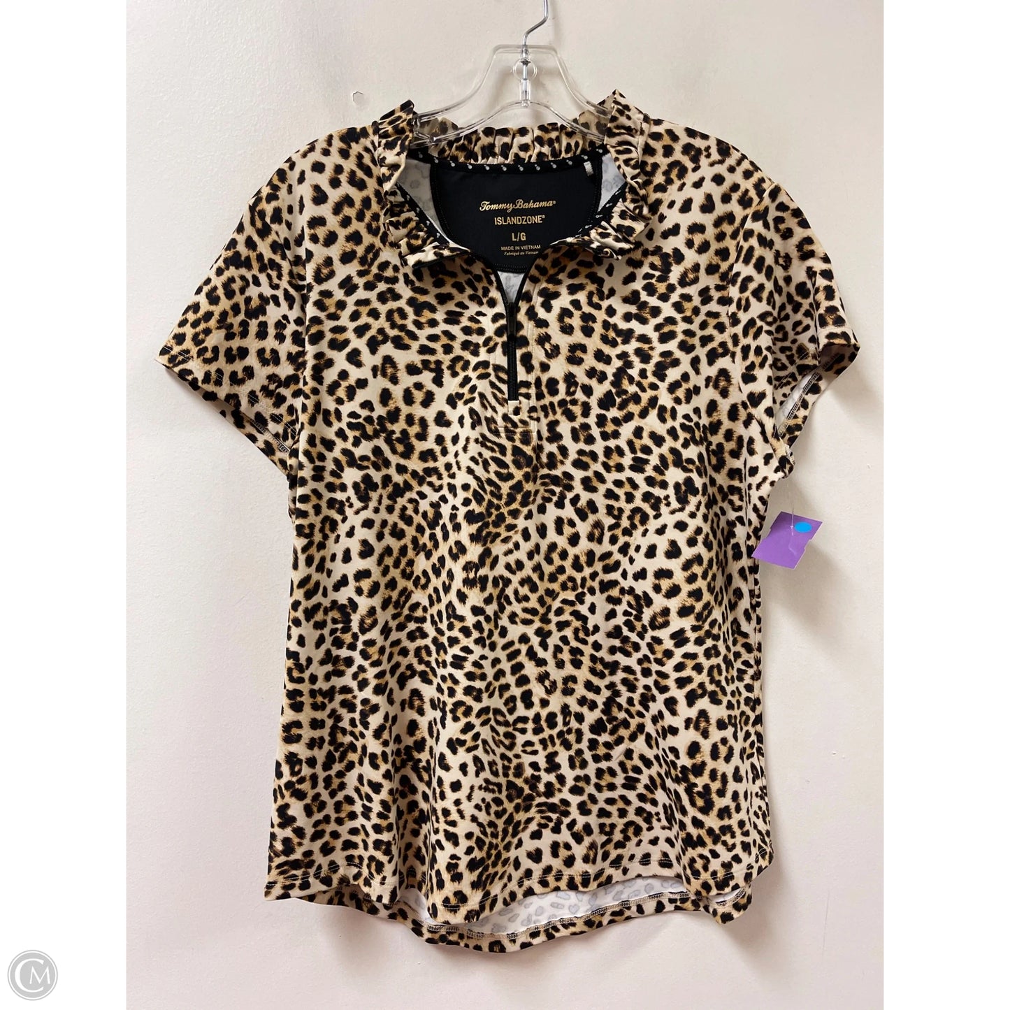 Athletic Top Short Sleeve By Tommy Bahama In Animal Print, Size: L