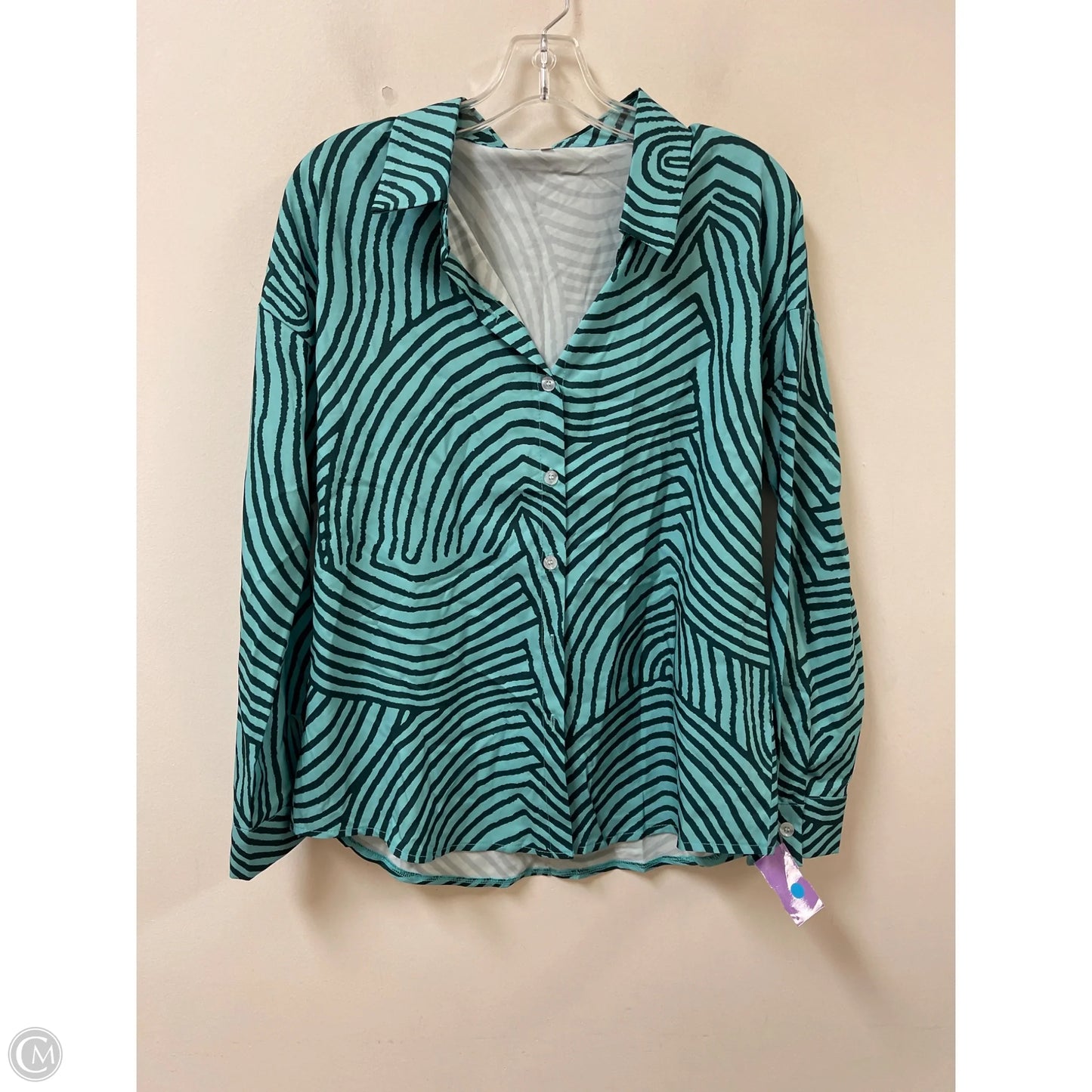 Blouse Long Sleeve By Clothes Mentor In Blue & Green, Size: M