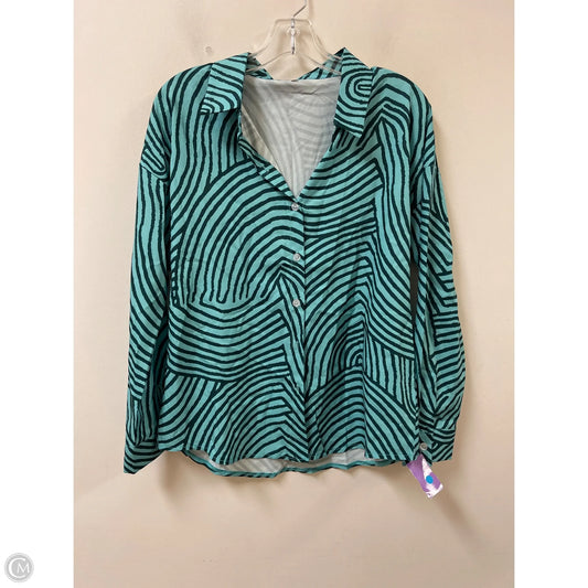 Blouse Long Sleeve By Clothes Mentor In Blue & Green, Size: M