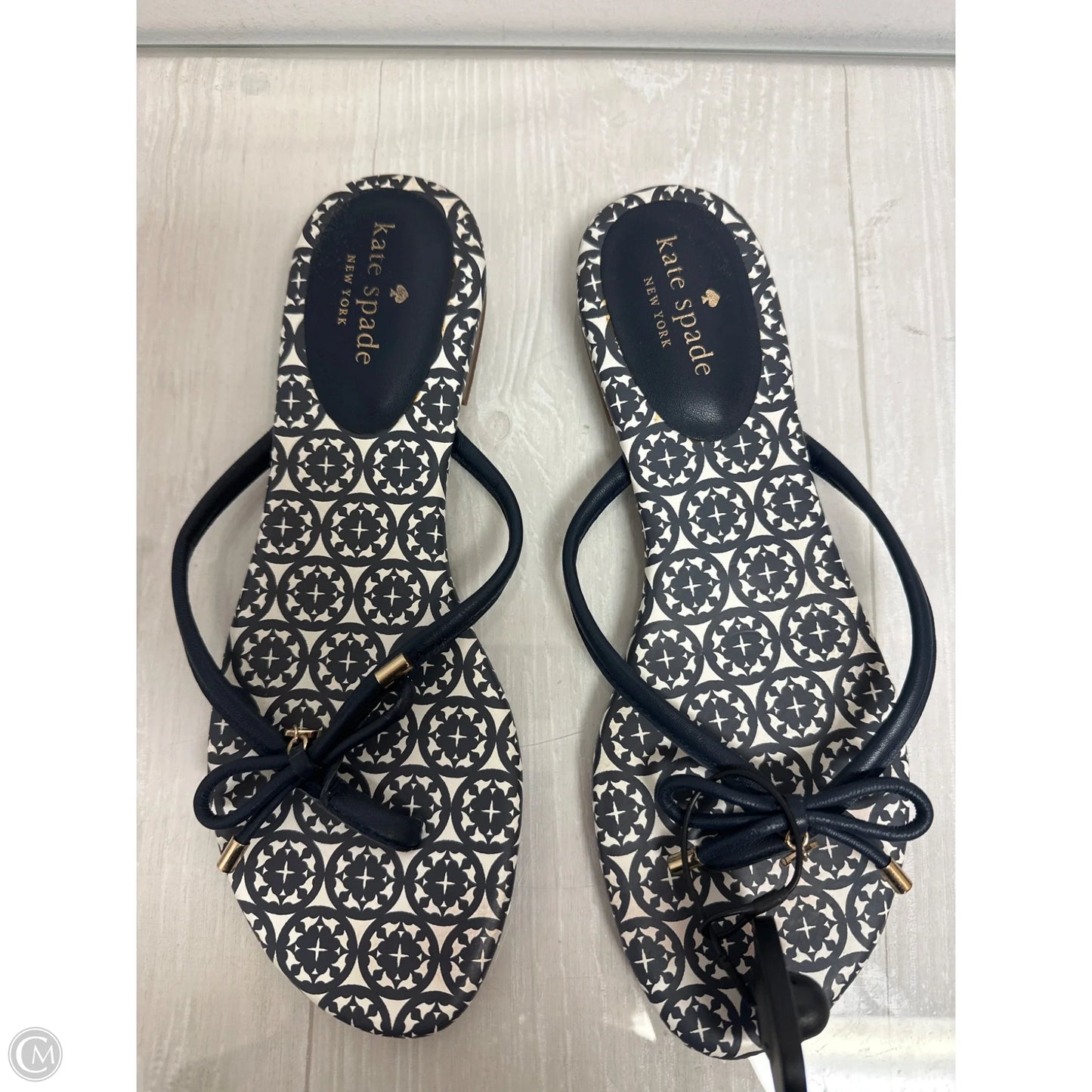 Sandals Designer By Kate Spade In Blue & White, Size: 8.5