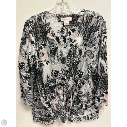 Top Long Sleeve By Allison Daley In Grey & Pink, Size: 1x