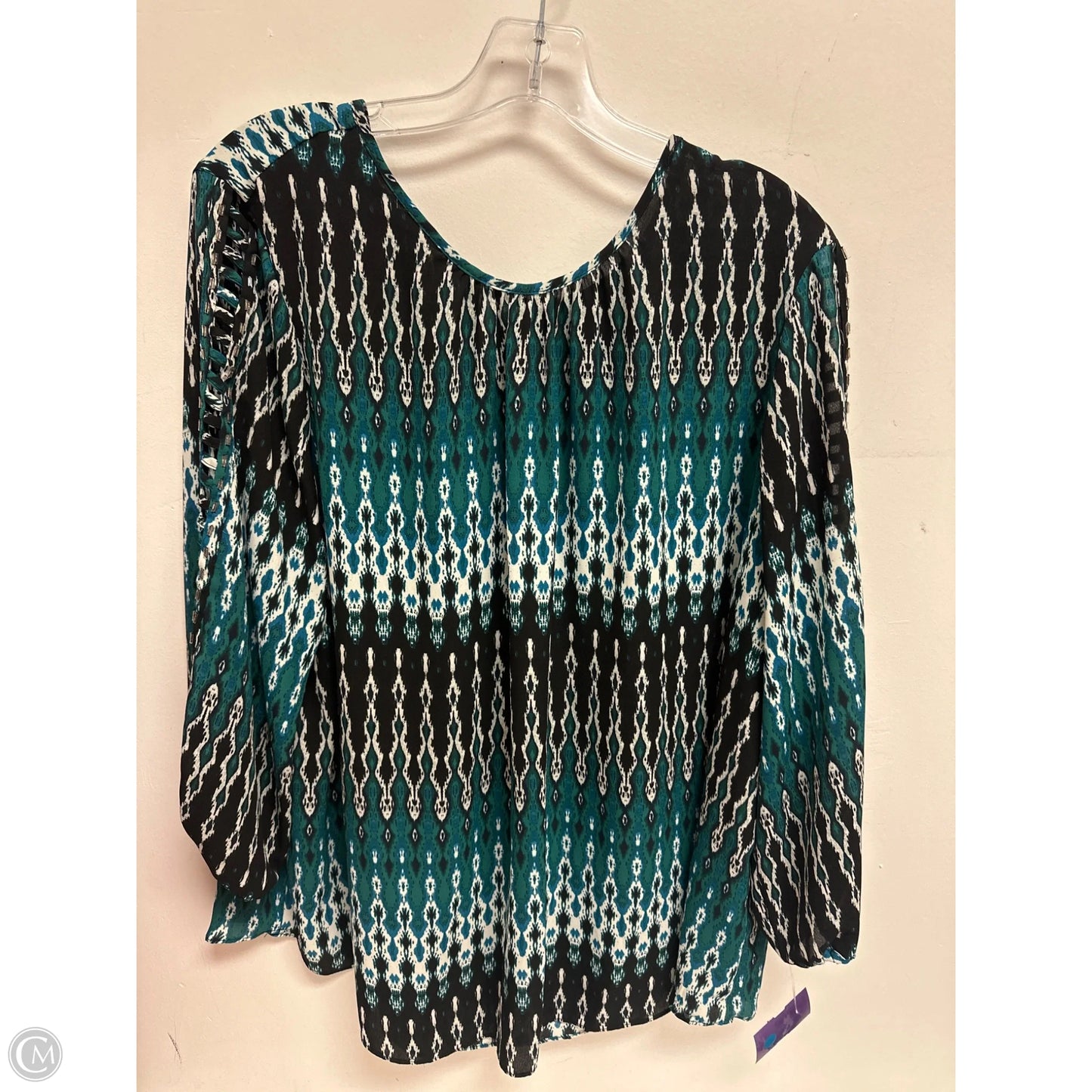 Top Long Sleeve By Cato In Black & Green, Size: 1x