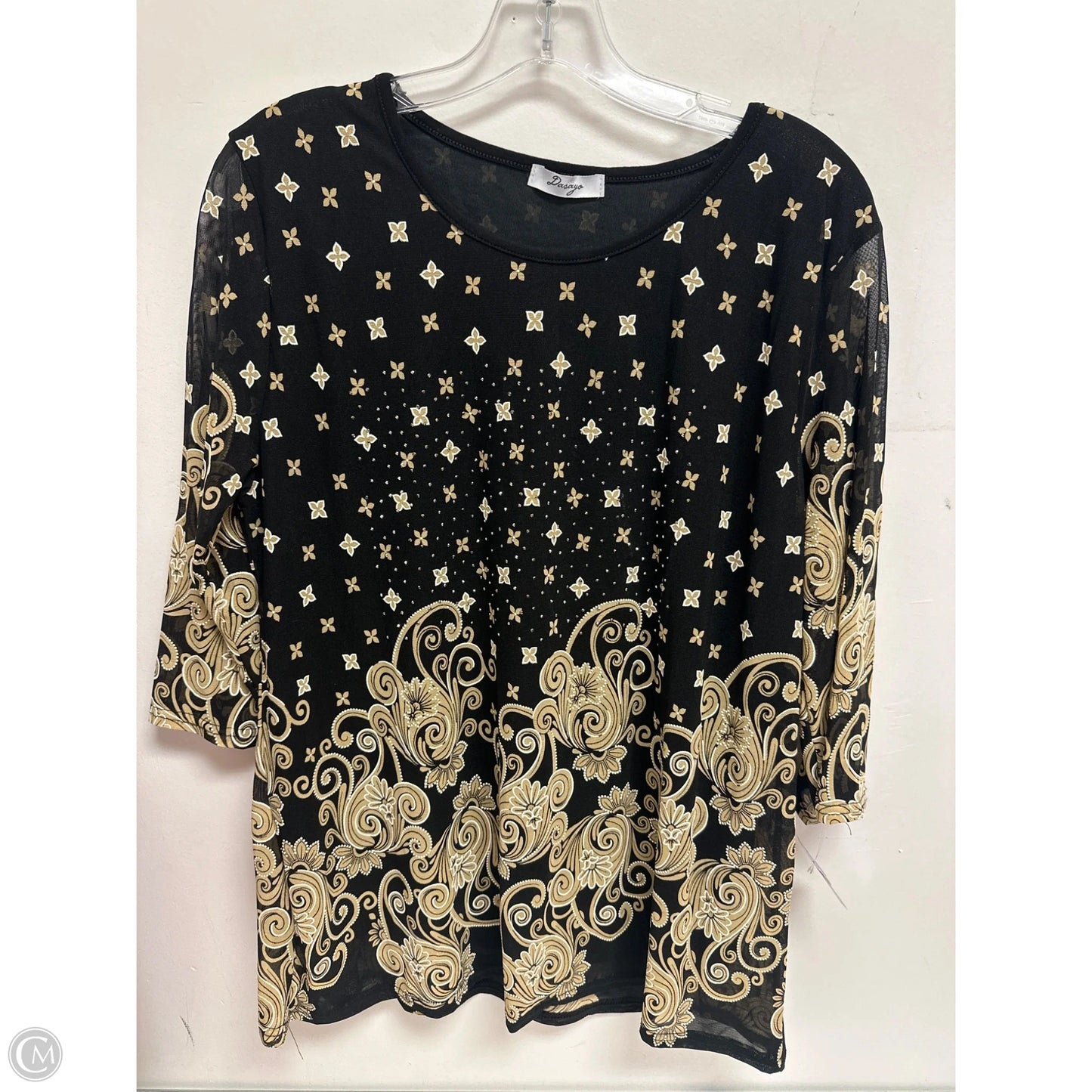 Top Long Sleeve By Clothes Mentor In Black & Cream, Size: M