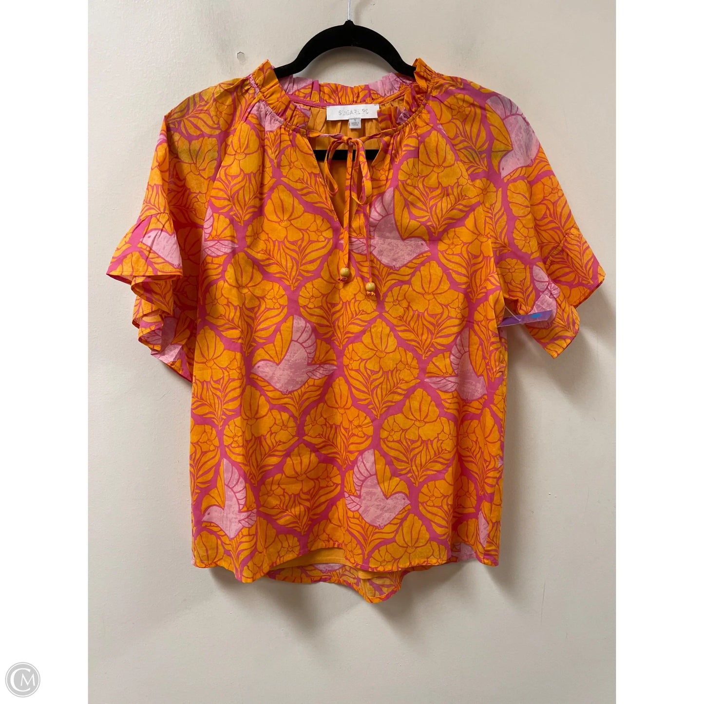 Top Short Sleeve By Sugar Lips In Orange & Pink, Size: S