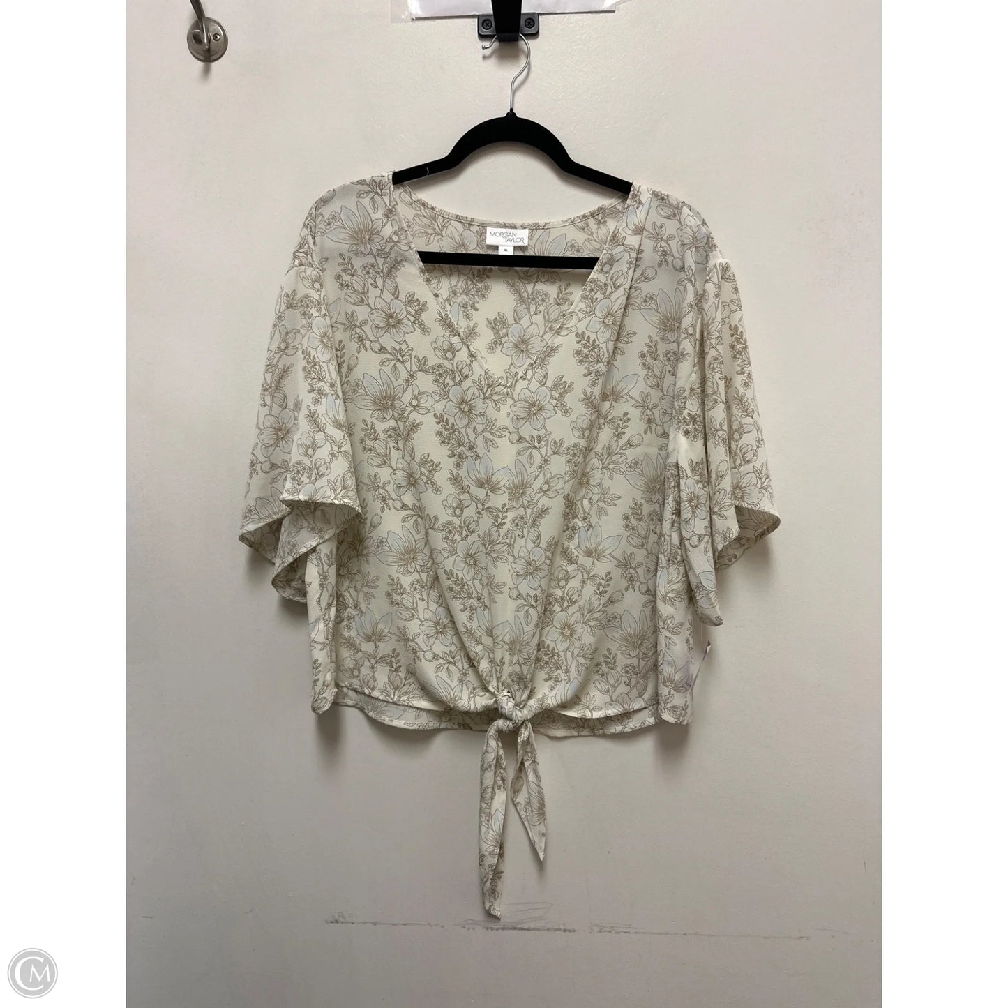 Top Short Sleeve By Morgan Taylor In Floral Print, Size: Xl