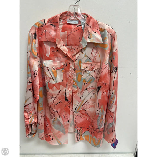 Blouse Long Sleeve By Clothes Mentor In Pink, Size: 2x