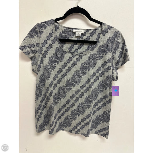 Top Short Sleeve By Liz Claiborne In Blue & Grey, Size: Xl