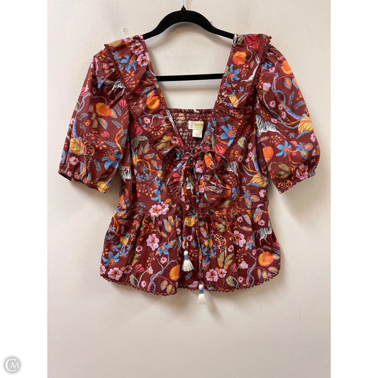 Top Short Sleeve By Maeve In Multi-colored, Size: M