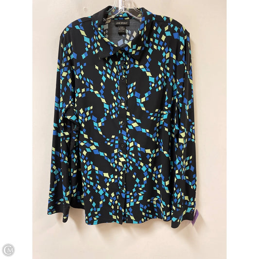 Blouse Long Sleeve By Lane Bryant In Black & Blue, Size: 1x