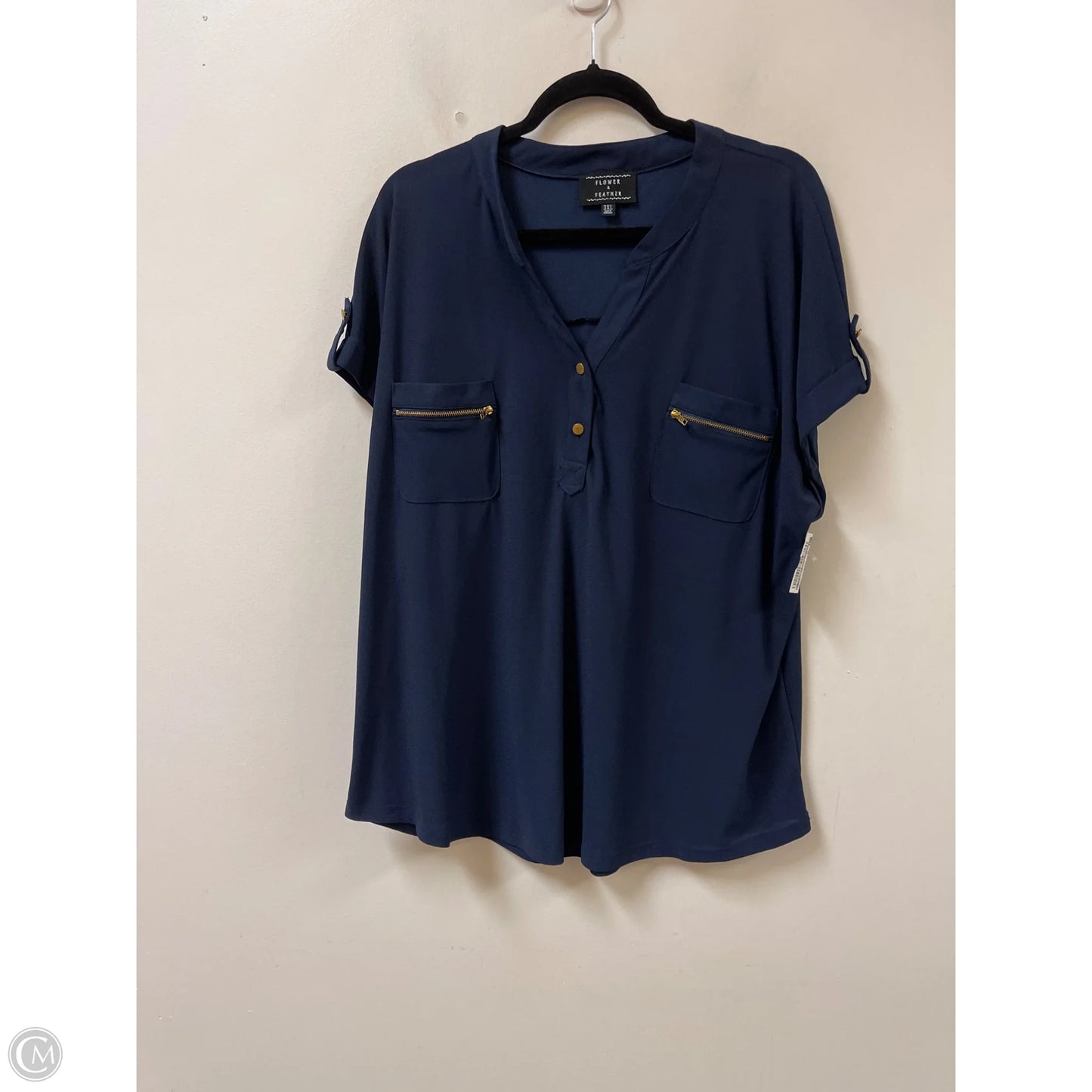 Top Short Sleeve By Clothes Mentor In Navy, Size: 3x