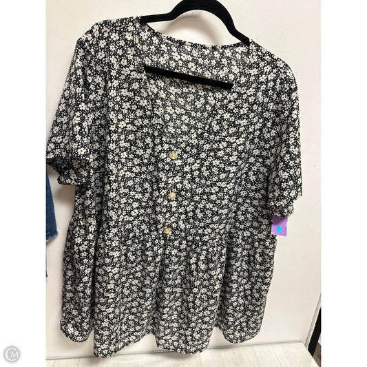 Top Short Sleeve By Clothes Mentor In Black & White, Size: L
