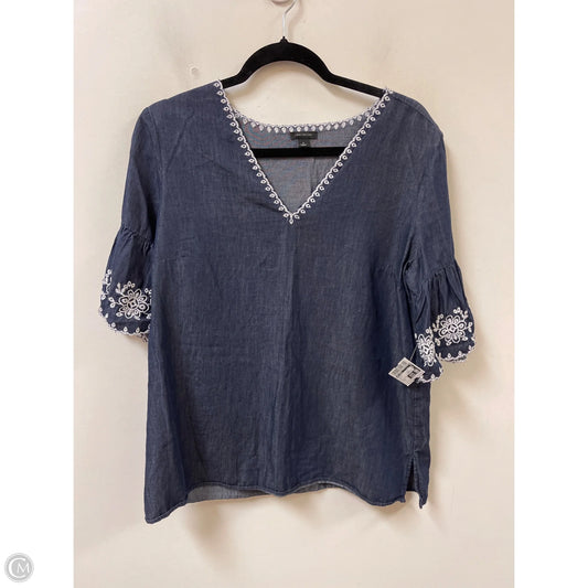 Top Short Sleeve By Ann Taylor In Blue, Size: M