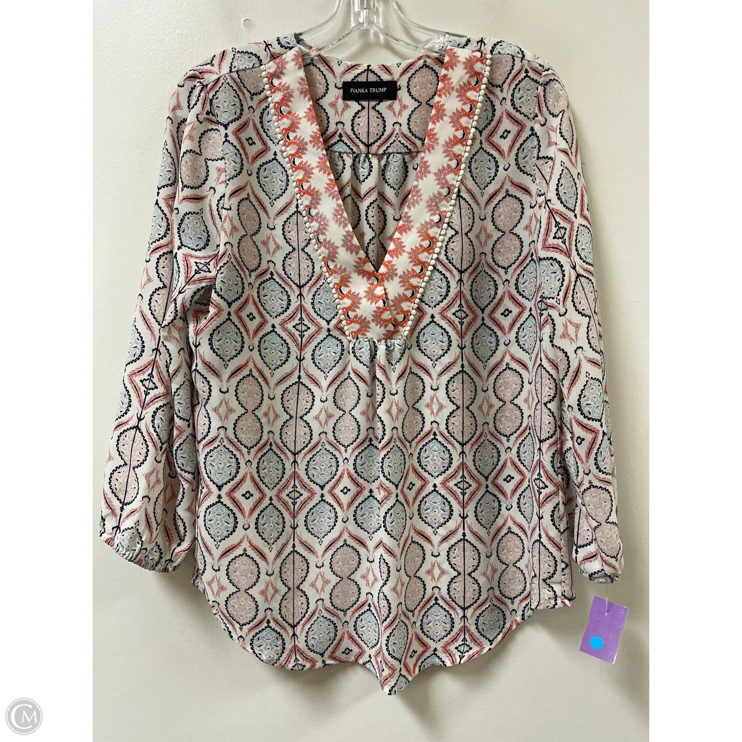 Top Long Sleeve By Ivanka Trump In Pink & White, Size: S