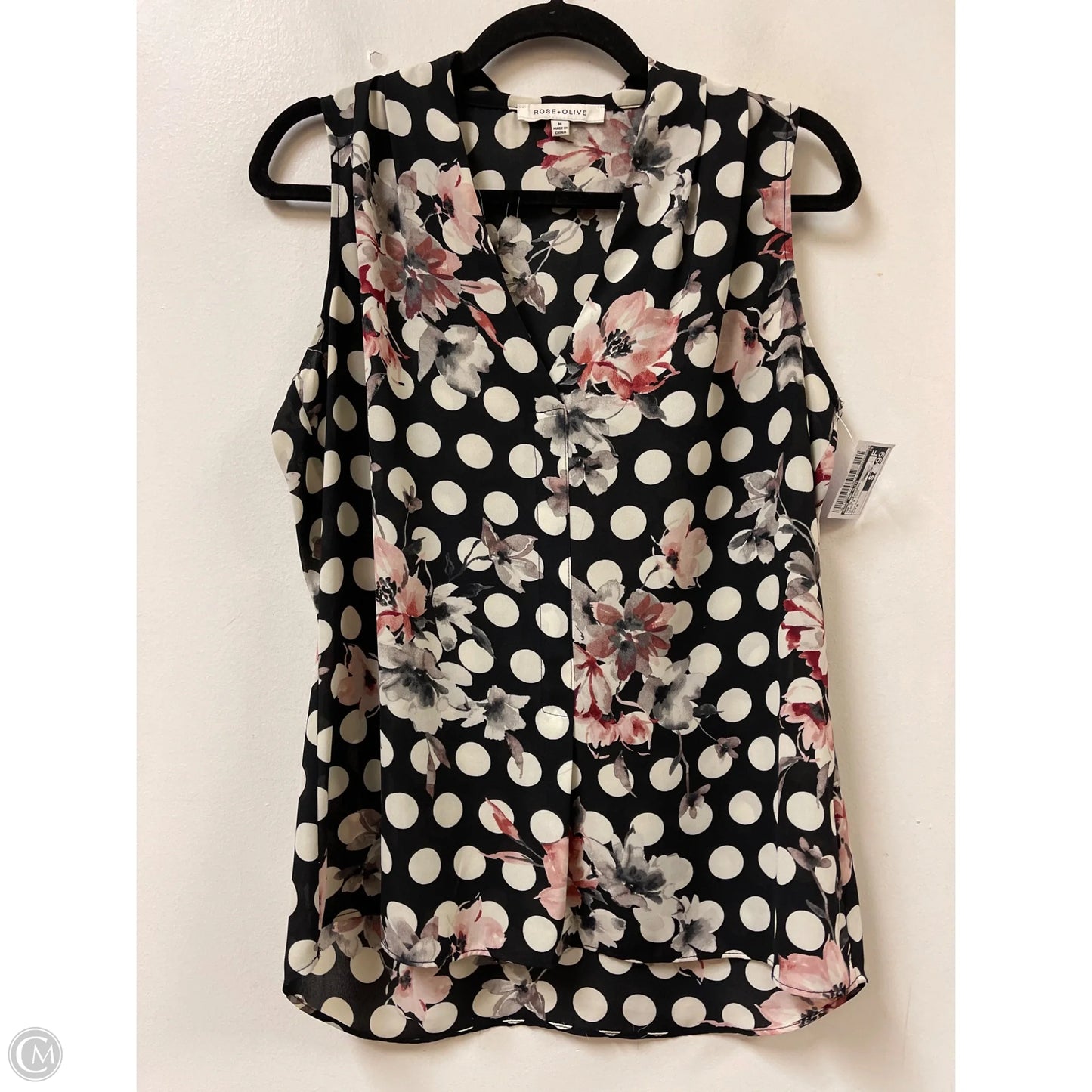 Top Sleeveless By Rose And Olive In Black & Pink, Size: M