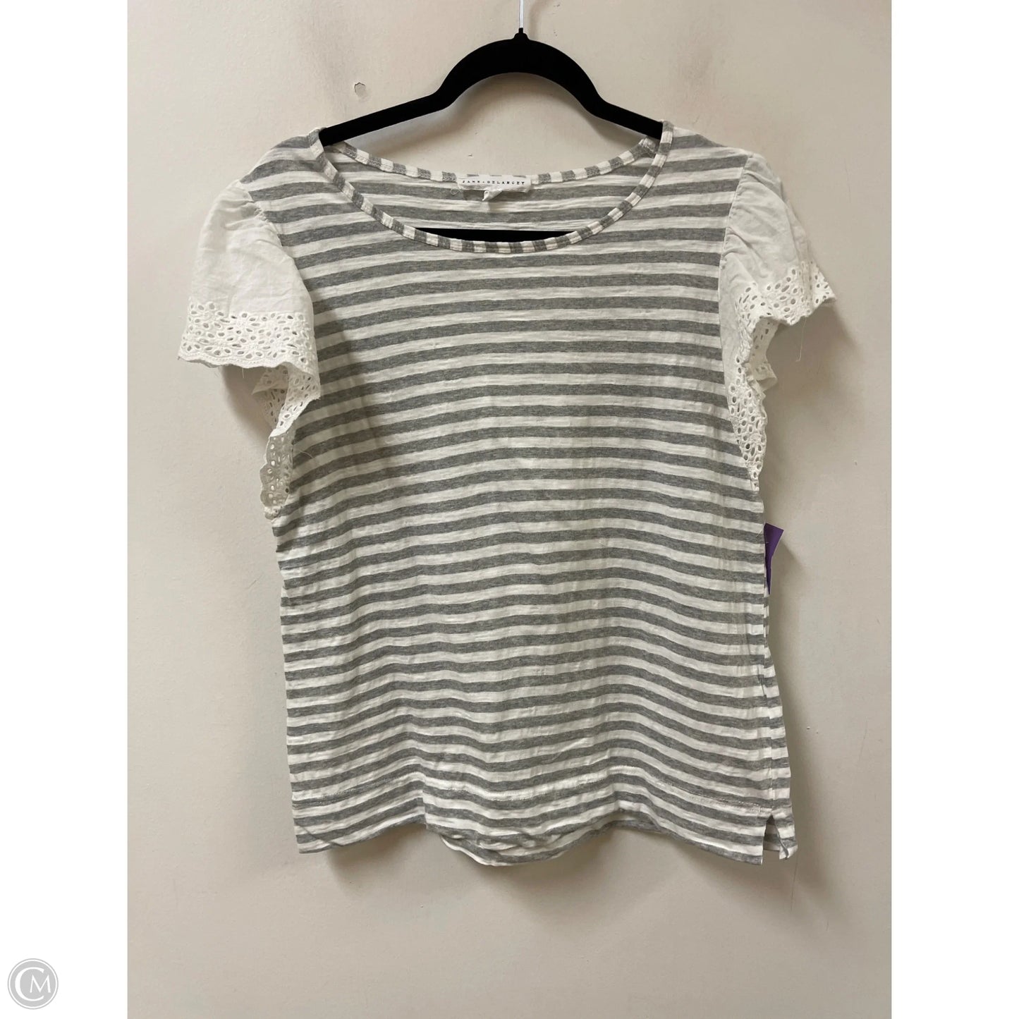 Top Short Sleeve By Jane And Delancey In Grey & White, Size: L