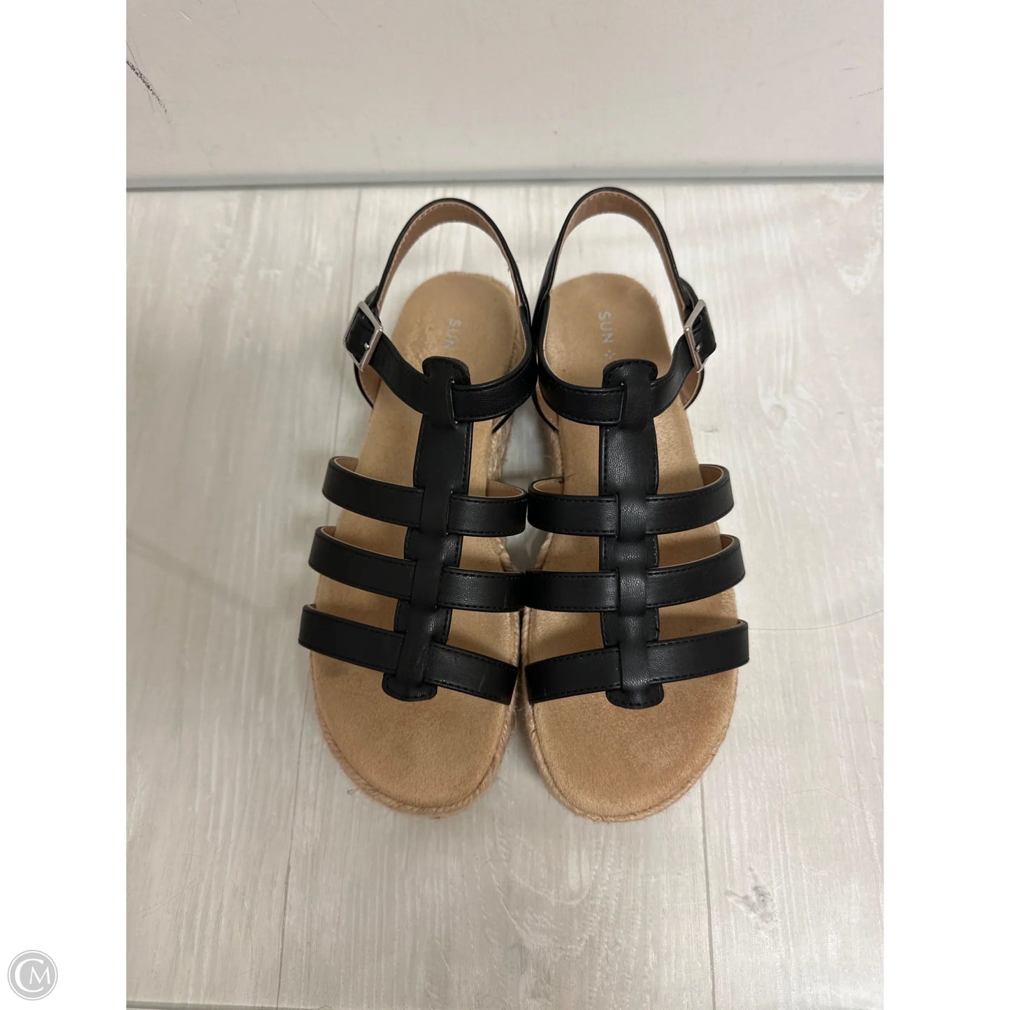 Sandals Flats By Clothes Mentor In Black, Size: 6.5