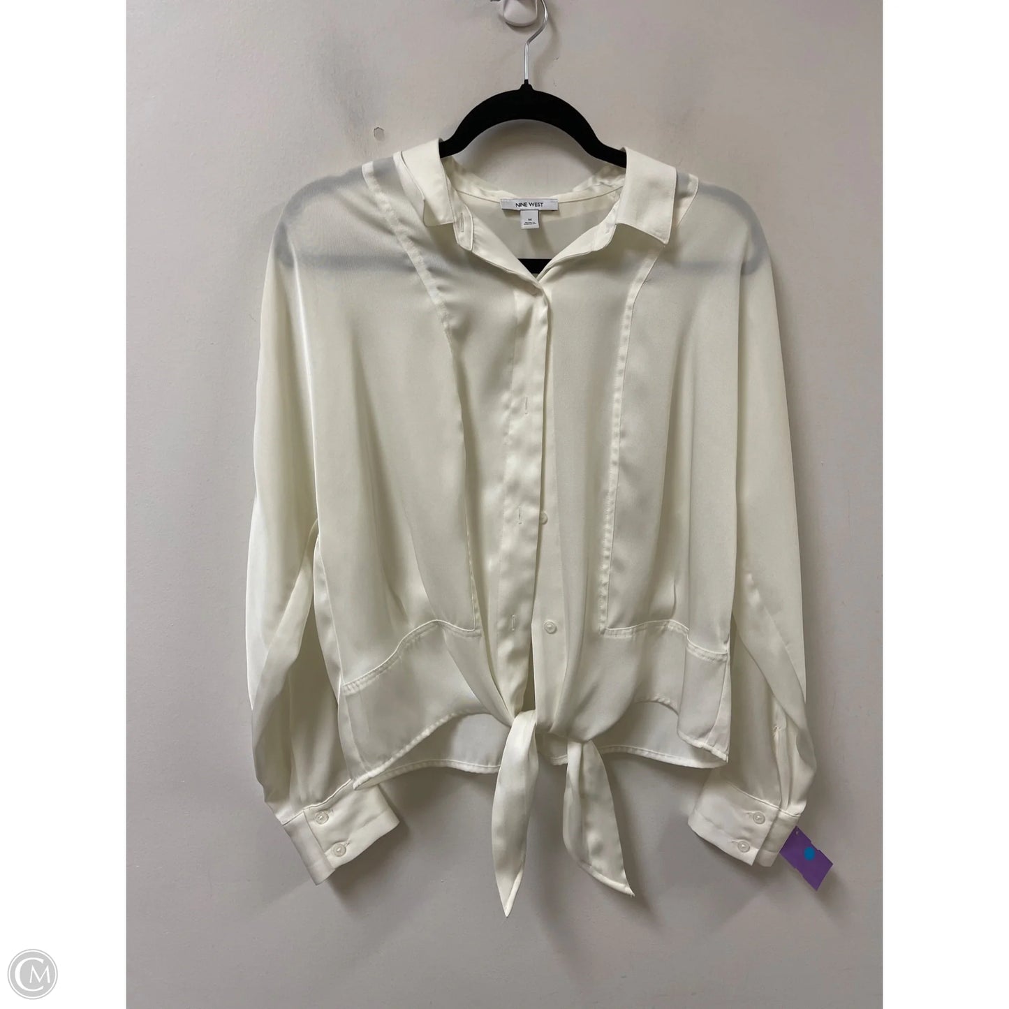 Blouse Long Sleeve By Nine West In White, Size: M