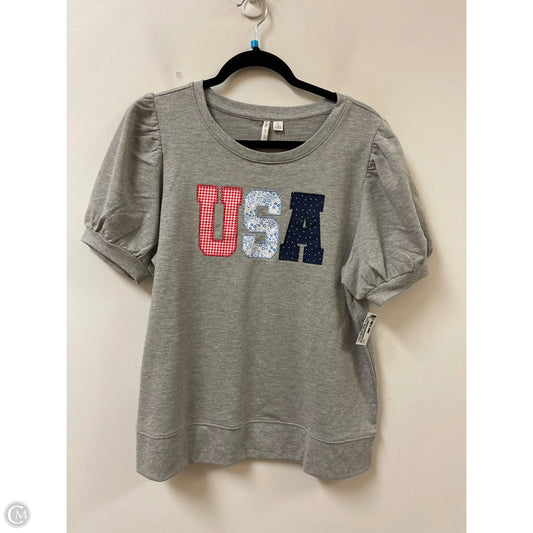 Top Short Sleeve By Cato In Grey, Size: L