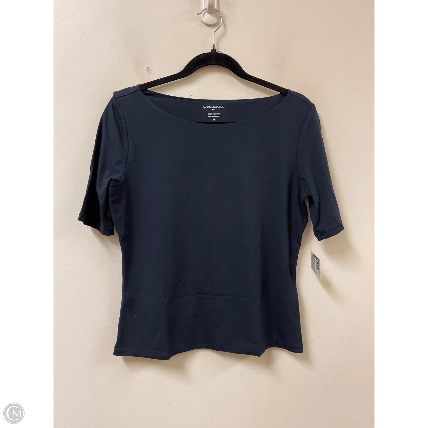 Top Short Sleeve By Banana Republic In Navy, Size: M