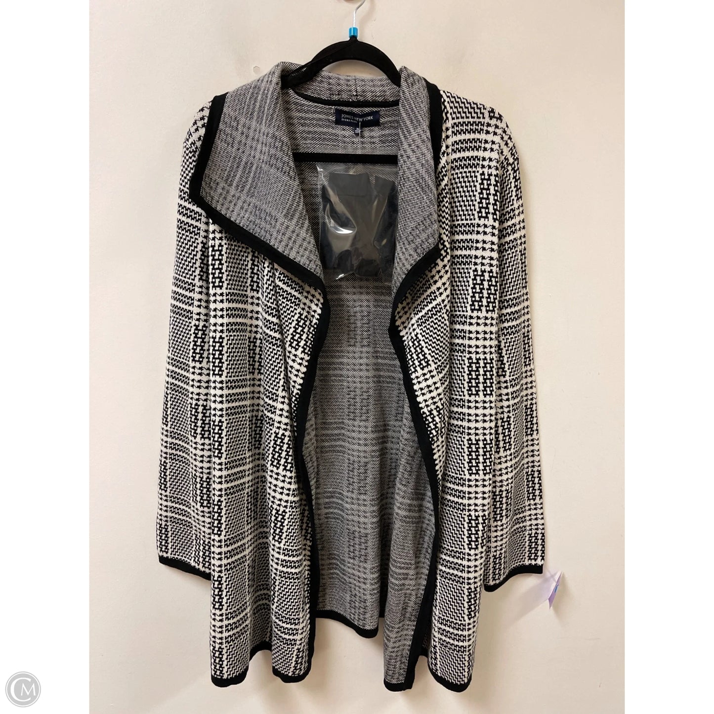 Sweater Cardigan By Jones New York In Black & White, Size: Xl