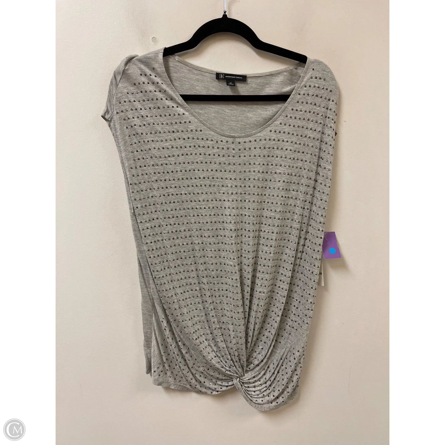 Top Short Sleeve By Inc In Grey, Size: M